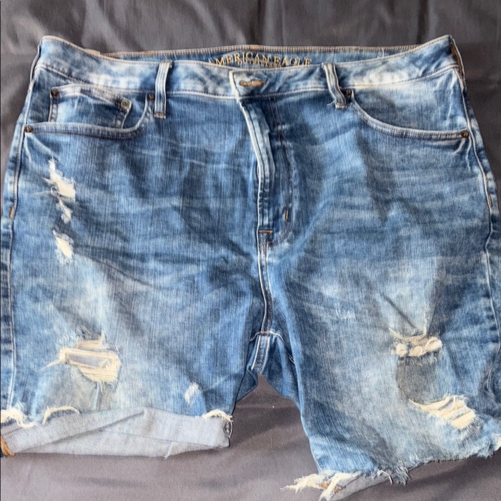 American Eagle Outfitters Women's Distressed Blue Jean Shorts